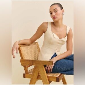 New Reformation Viola Linen Lace Top Size 2 Sugar